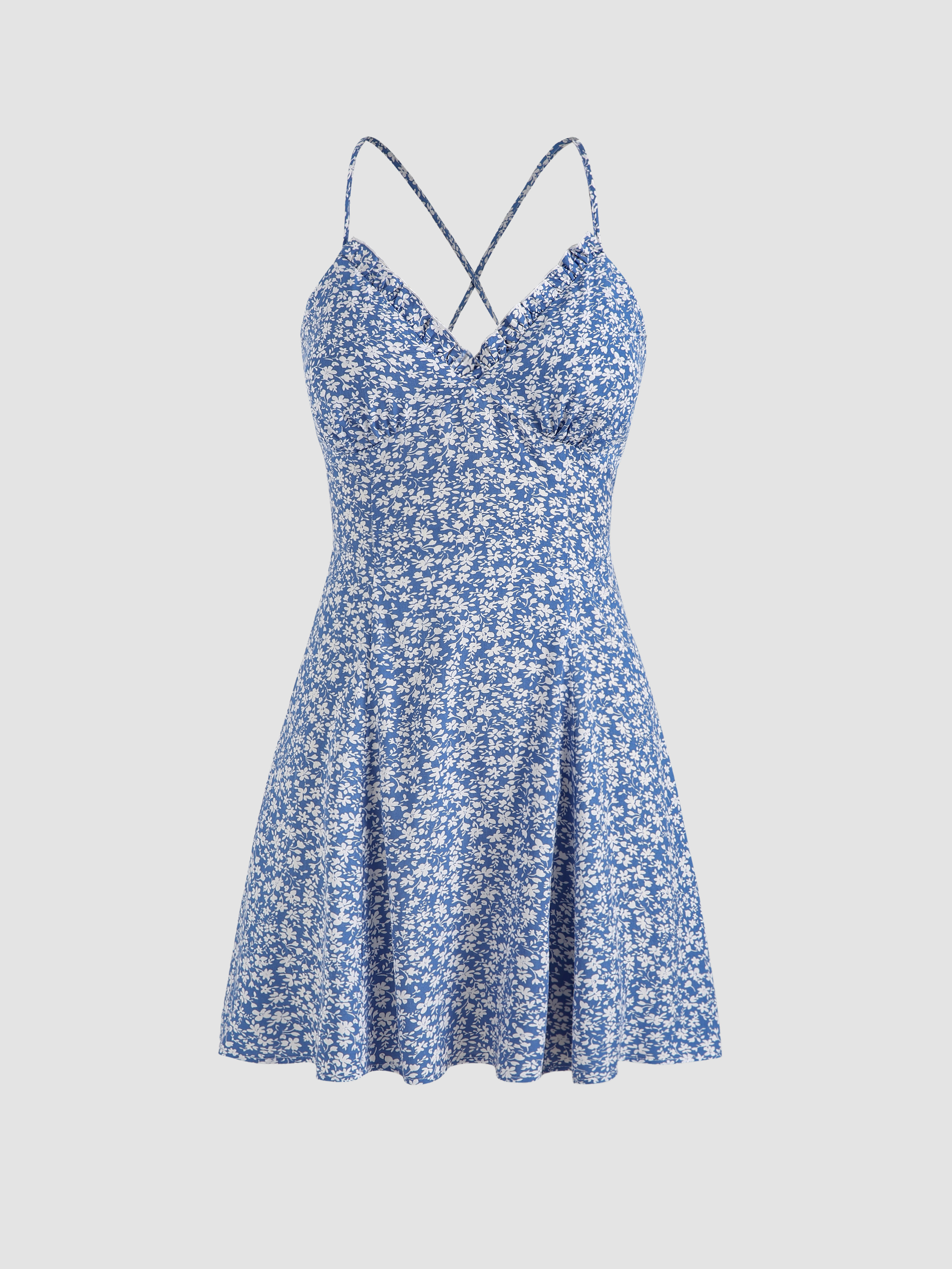 blue floral mini dress